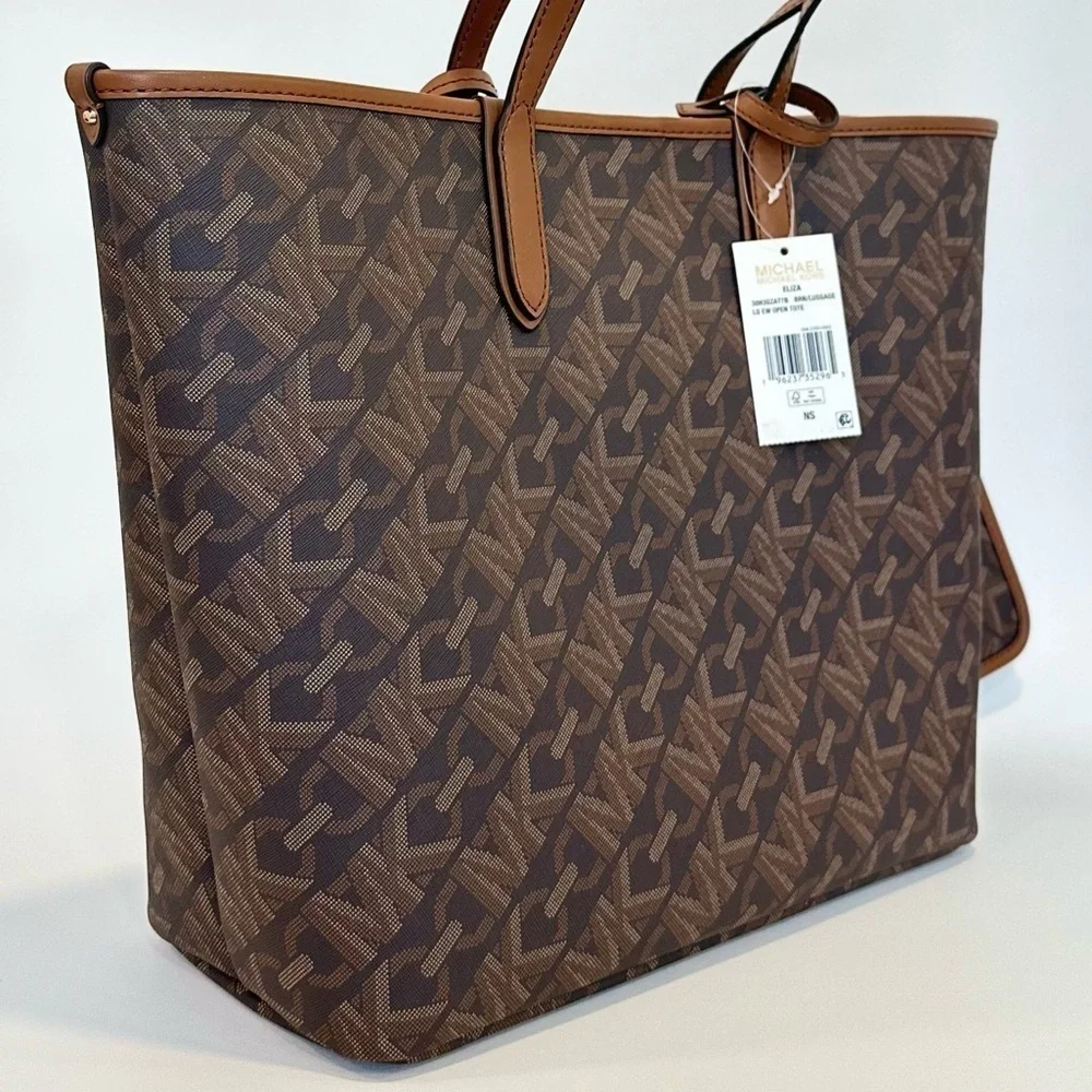 Michael Kors Empire Logo Eliza Large East West Open Tote with pouch wallet
